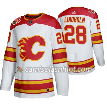 Camisola Calgary Flames Elias Lindholm 28 Adidas 2019 Heritage Classic Branco Authentic - Homem